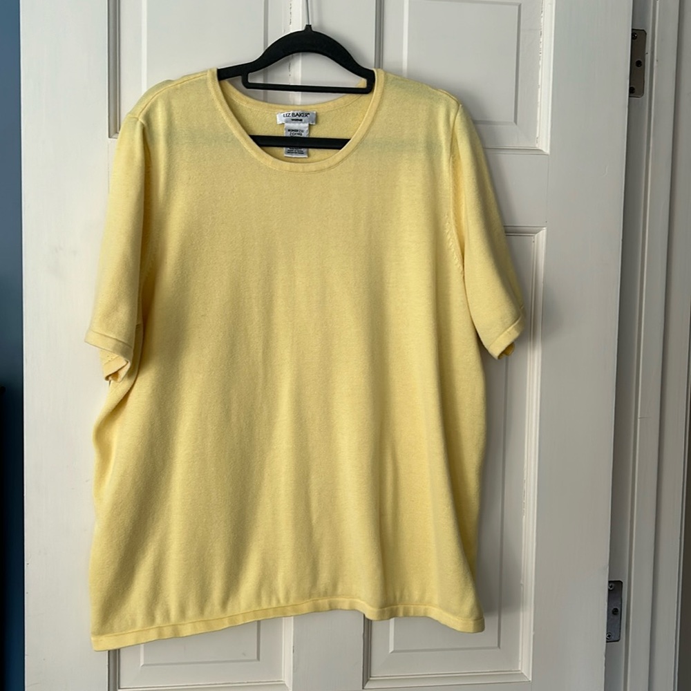 Liz Baker Woman Yellow 2X Short Sleeved Sweater